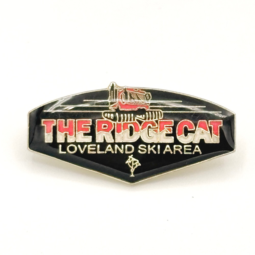 Loveland Ski Area The Ridge Cat Lapel Pin Black Enamel Souvenir Colorado Vintage